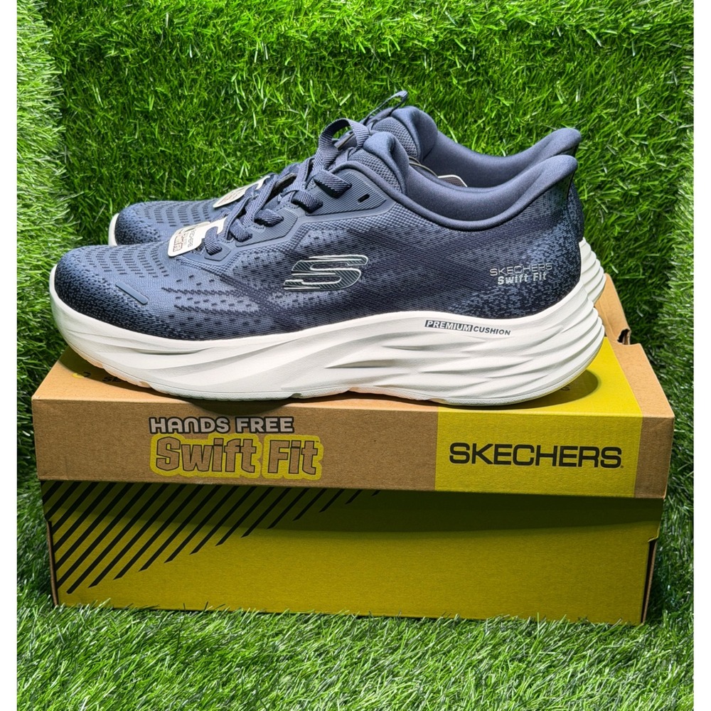 Skechers Mens Size 10.5 Hands Free Swift Fit Navy Sneakers 66750S Cushion